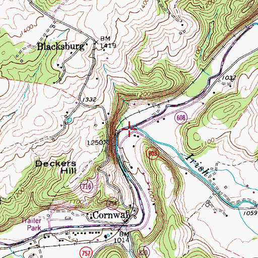Topographic Map of Irish Creek, VA