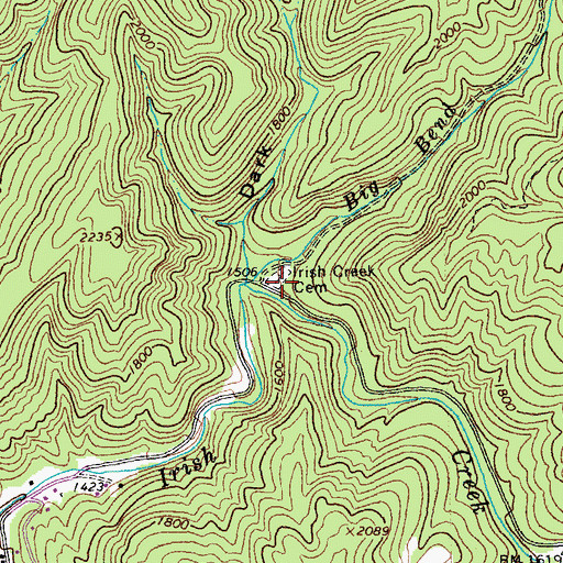 Topographic Map of Irish Creek Cemetery, VA