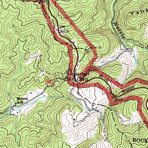 Topographic Map of Irish Gap, VA