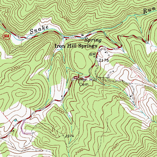 Topographic Map of Carter Cemetery, VA