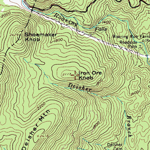 Topographic Map of Iron Ore Knob, VA