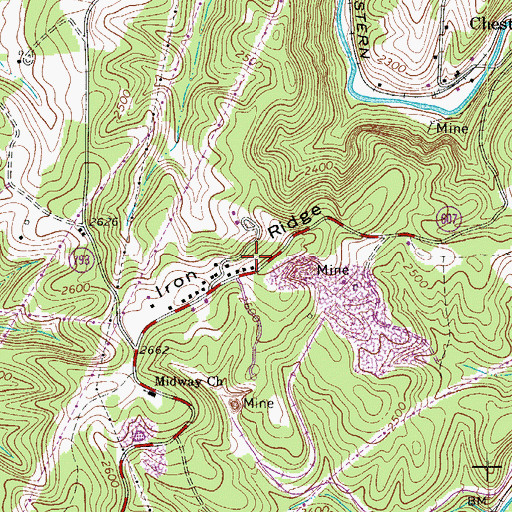 Topographic Map of Iron Ridge, VA