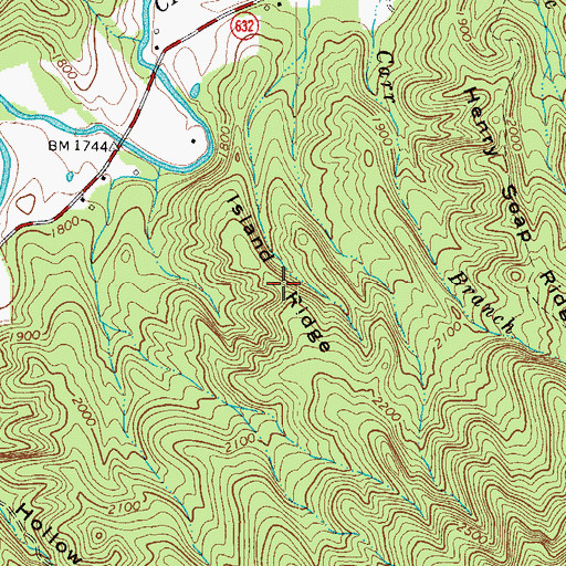 Topographic Map of Island Ridge, VA