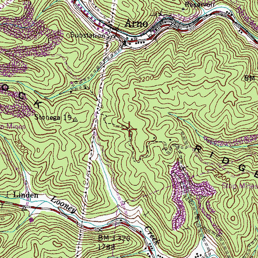 Topographic Map of Ison Rock Ridge, VA