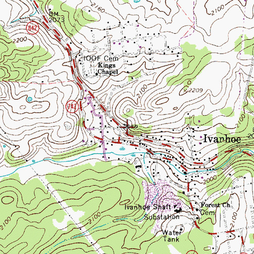 Topographic Map of Ivanhoe, VA