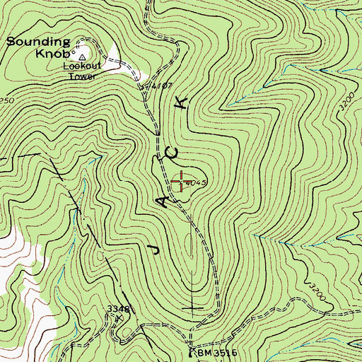 Topographic Map of Jack Mountain, VA