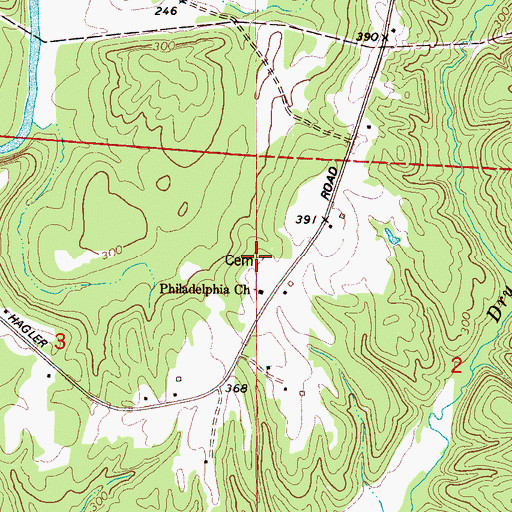 Topographic Map of Philadelphia Cemetery, AL