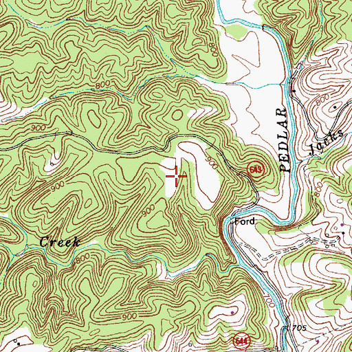 Topographic Map of Jacks Branch, VA