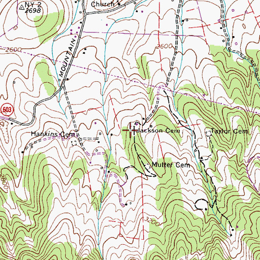 Topographic Map of Jackson Cemetery, VA