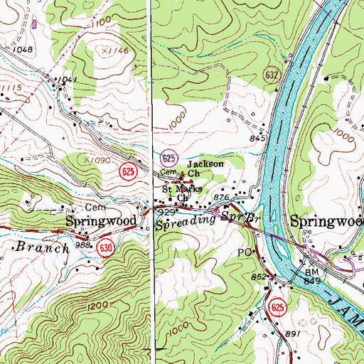 Topographic Map of Jackson Church, VA