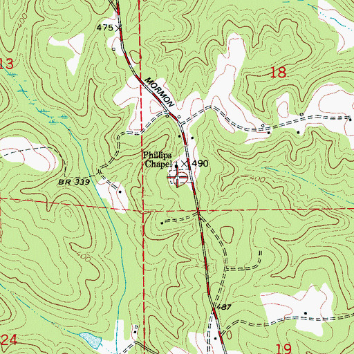 Topographic Map of Phillips Chapel Cemetery, AL