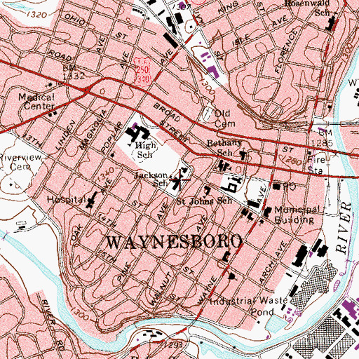 Topographic Map of Jackson School, VA