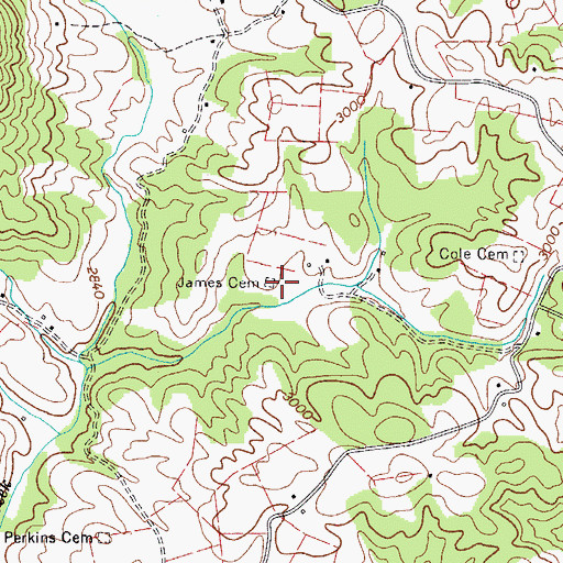 Topographic Map of James Cemetery, VA
