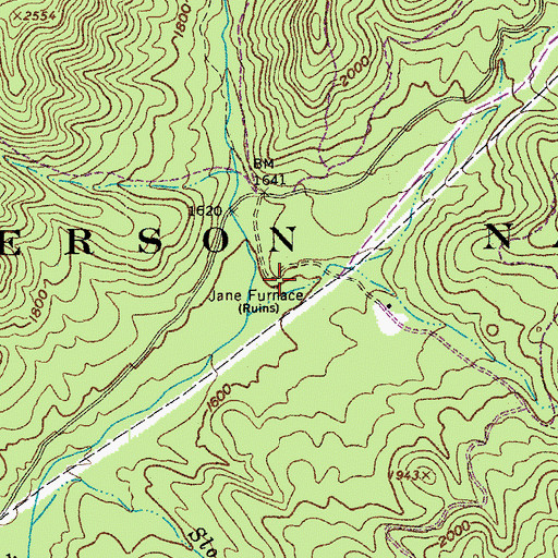 Topographic Map of Jane Furnace, VA