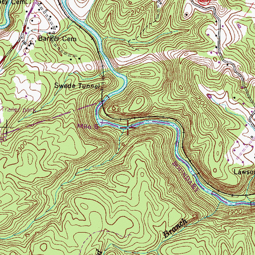 Topographic Map of Jaybird Branch, VA