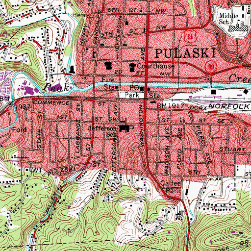 Topographic Map of Jefferson Elementary School, VA