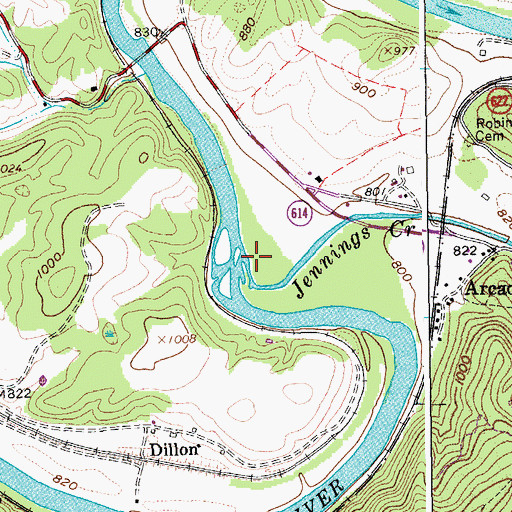 Topographic Map of Jennings Creek, VA