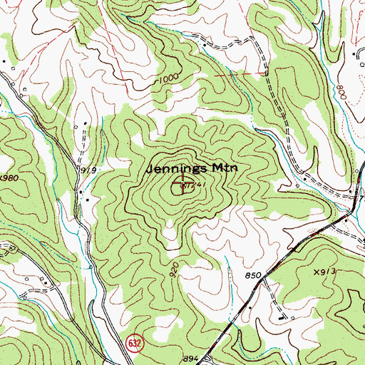 Topographic Map of Jennings Mountain, VA