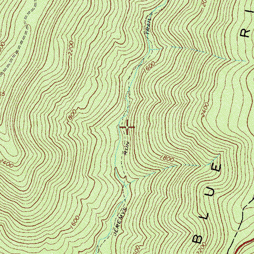 Topographic Map of Jeremys Run Trail, VA