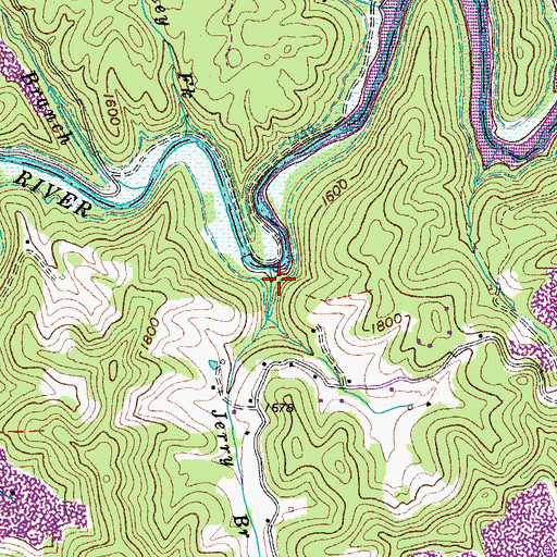 Topographic Map of Jerry Branch, VA