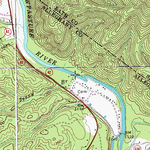 Topographic Map of Jerry Branch, VA