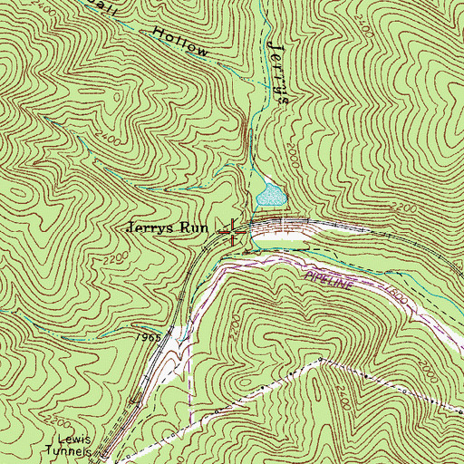 Topographic Map of Jerrys Run, VA