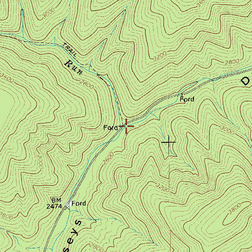 Topographic Map of Jerrys Run, VA