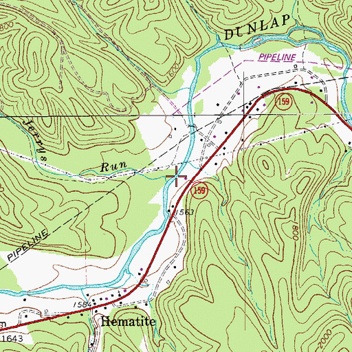 Topographic Map of Jerrys Run, VA