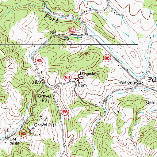 Topographic Map of Jerusalem Church, VA