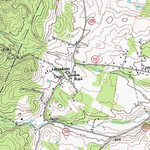 Topographic Map of Jerusalem Church, VA