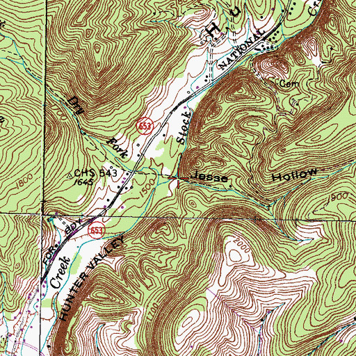 Topographic Map of Jesse Hollow, VA