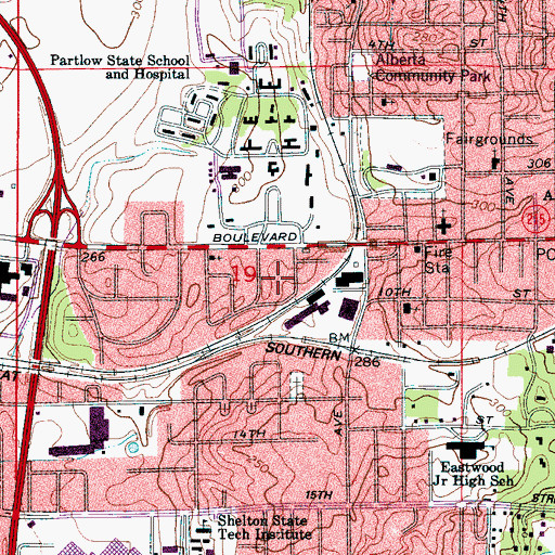 Topographic Map of Pine Park, AL
