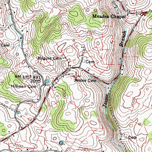 Topographic Map of Jessee Cemetery, VA