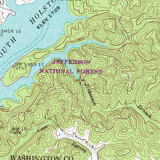 Topographic Map of Jinkerson Branch, VA