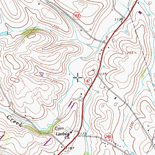 Topographic Map of Joes Creek, VA