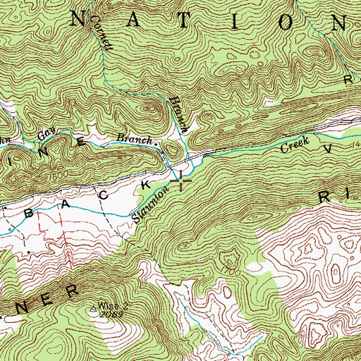 Topographic Map of John Gay Branch, VA