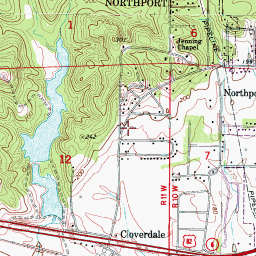 Topographic Map of Pinehaven Church, AL