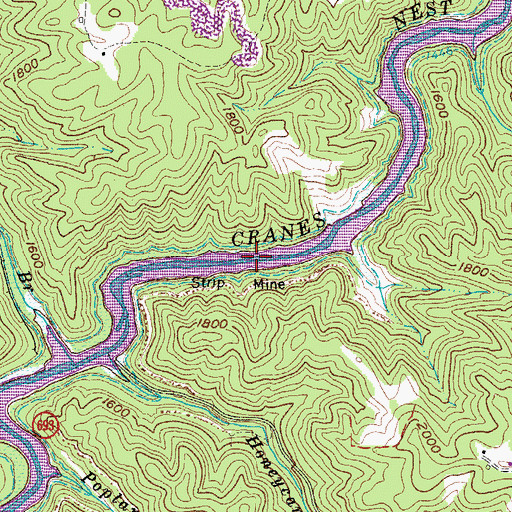 Topographic Map of John W. Flannagan Reservoir, VA