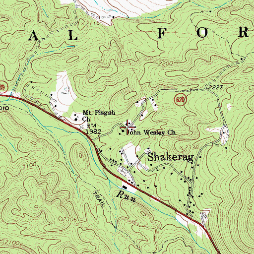 Topographic Map of John Wesley United Methodist Church, VA