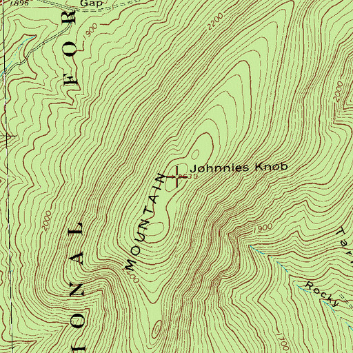 Topographic Map of Johnnies Knob, VA