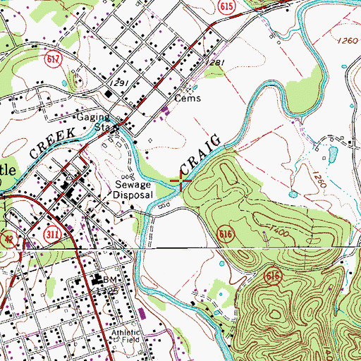 Topographic Map of Johns Creek, VA