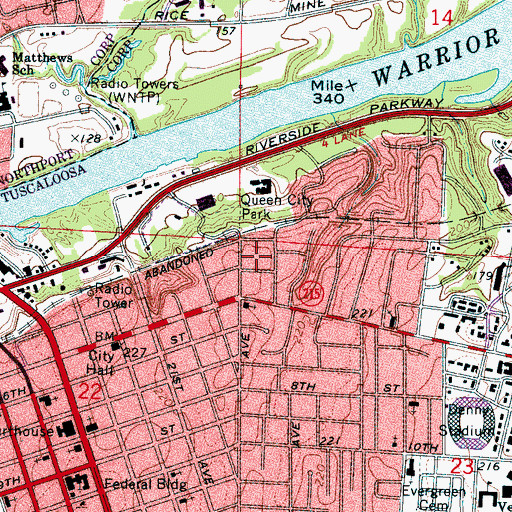 Topographic Map of Pinehurst, AL