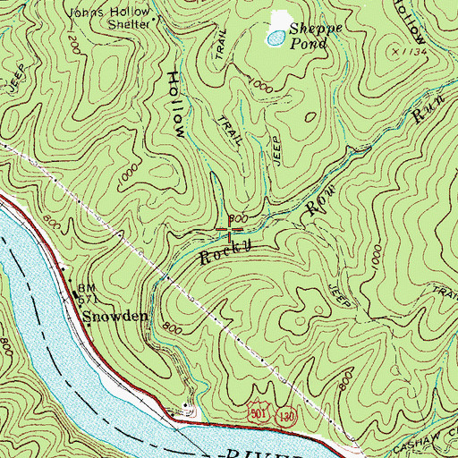 Topographic Map of Johns Hollow, VA