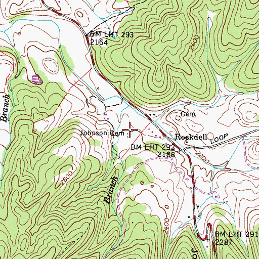 Topographic Map of Johnson Cemetery, VA