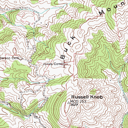 Topographic Map of Jones Cemetery, VA