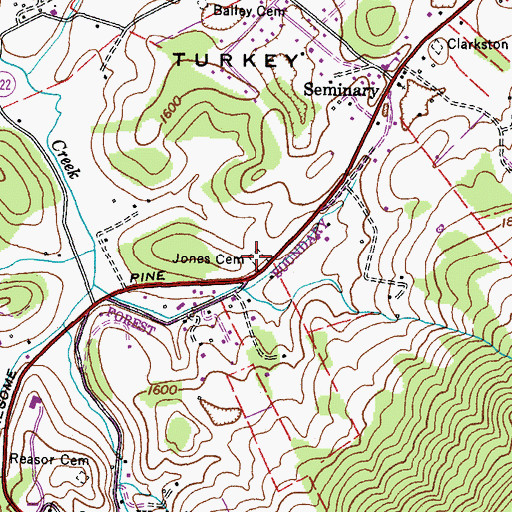 Topographic Map of Jones Cemetery, VA