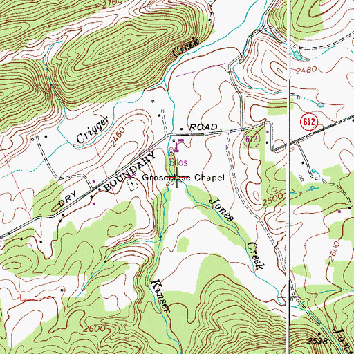 Topographic Map of Jones Creek, VA