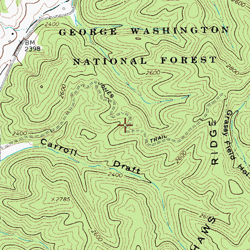 Topographic Map of Jones Trail, VA