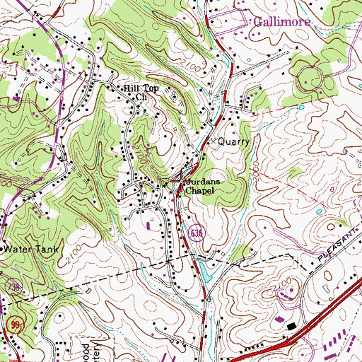 Topographic Map of Jordans Chapel, VA