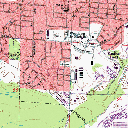 Topographic Map of Pine Ridge Cemetery, AL